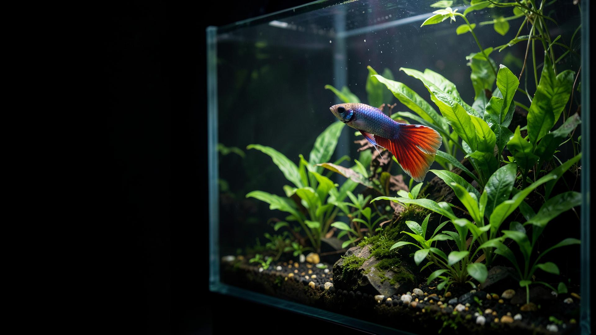 Betta fish in a planted aquarium